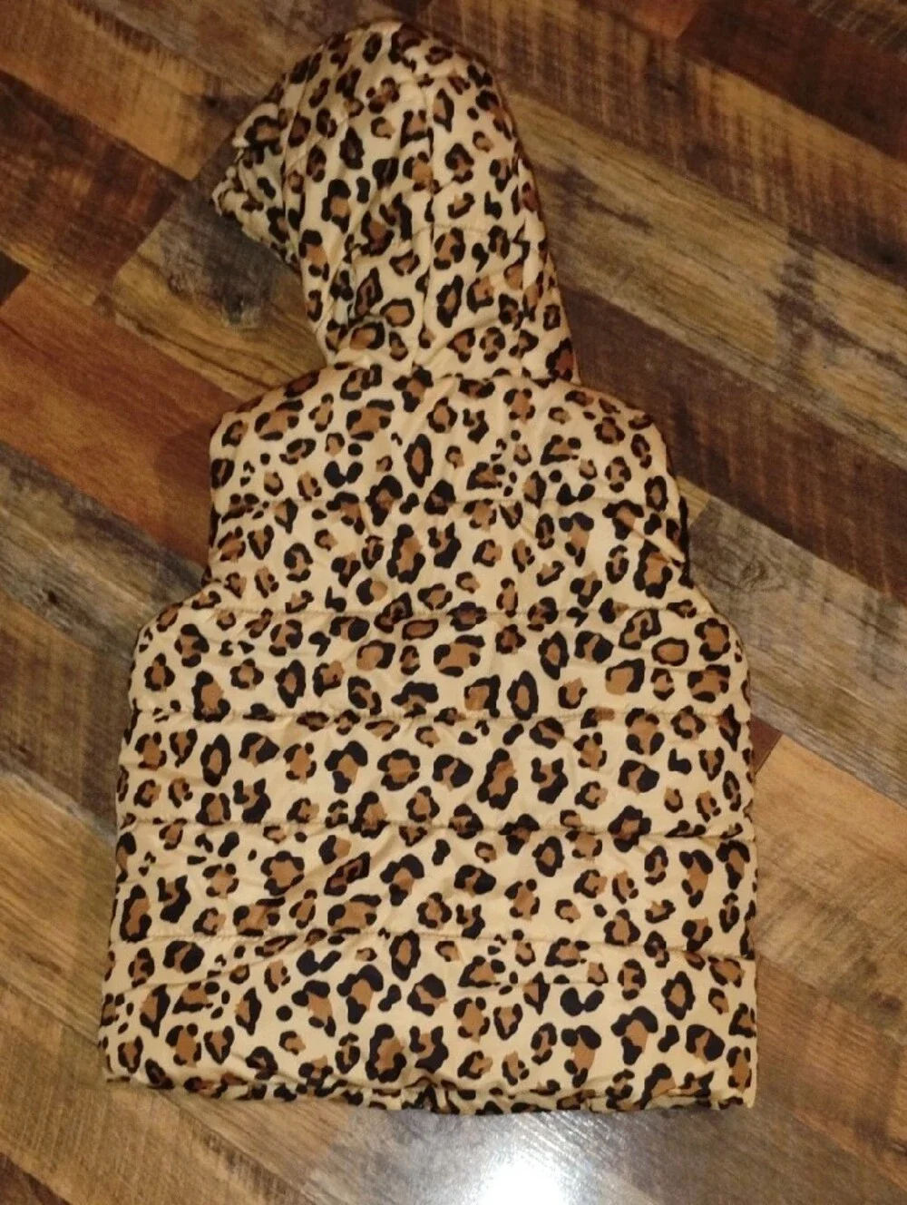 Girls' 4t Leopard Print Hooded Puffer Vest & Pink Unicorn 🦄 Hooded Puffer Vest